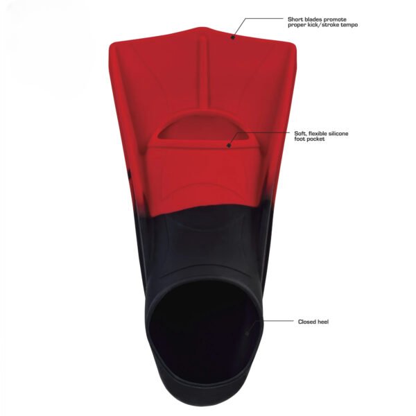 Adult Short Blade Swim Training Fin, Red, Medium - Image 2