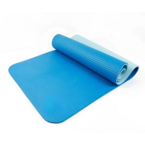 Two Tone Fitness Mat, 10mm, 72inx24in, Blue Color, NBR Foam