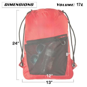 Waterproof 17L Nylon Mesh Swim Backpack with Drawstring