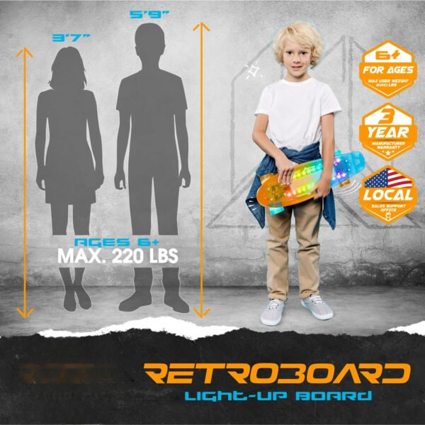 Light-up Skateboard Retro Mini Cruiser 62mm Wheels - Image 2