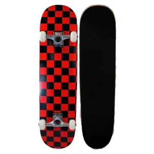 Sports Complete Full Size Maple Checkerboard Deck Skateboard - Red